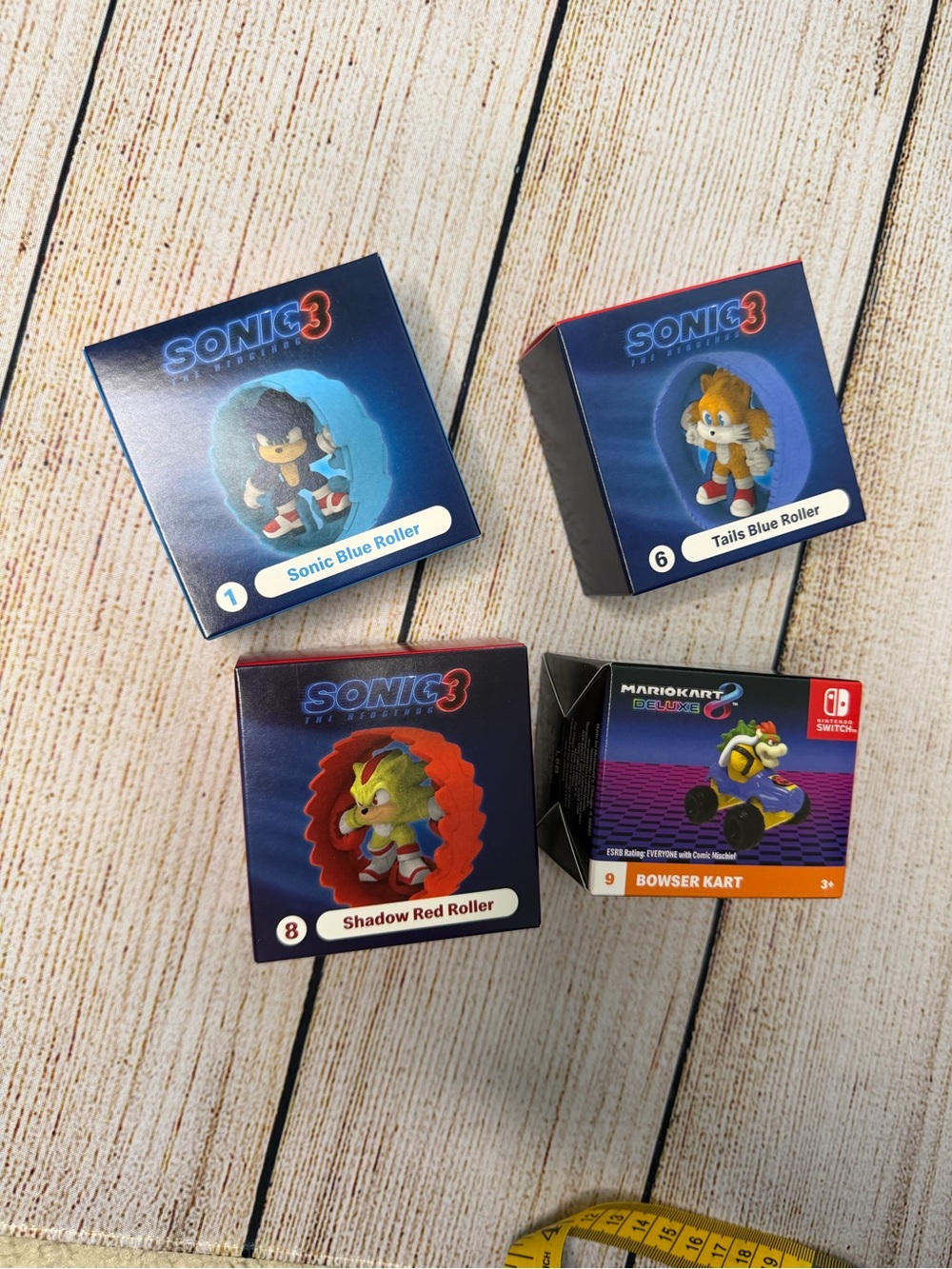 NIB McDonald’s Happy Meal Toy Lot - Sonic 3 & Mario Kart 8 Deluxe (Set of 4)